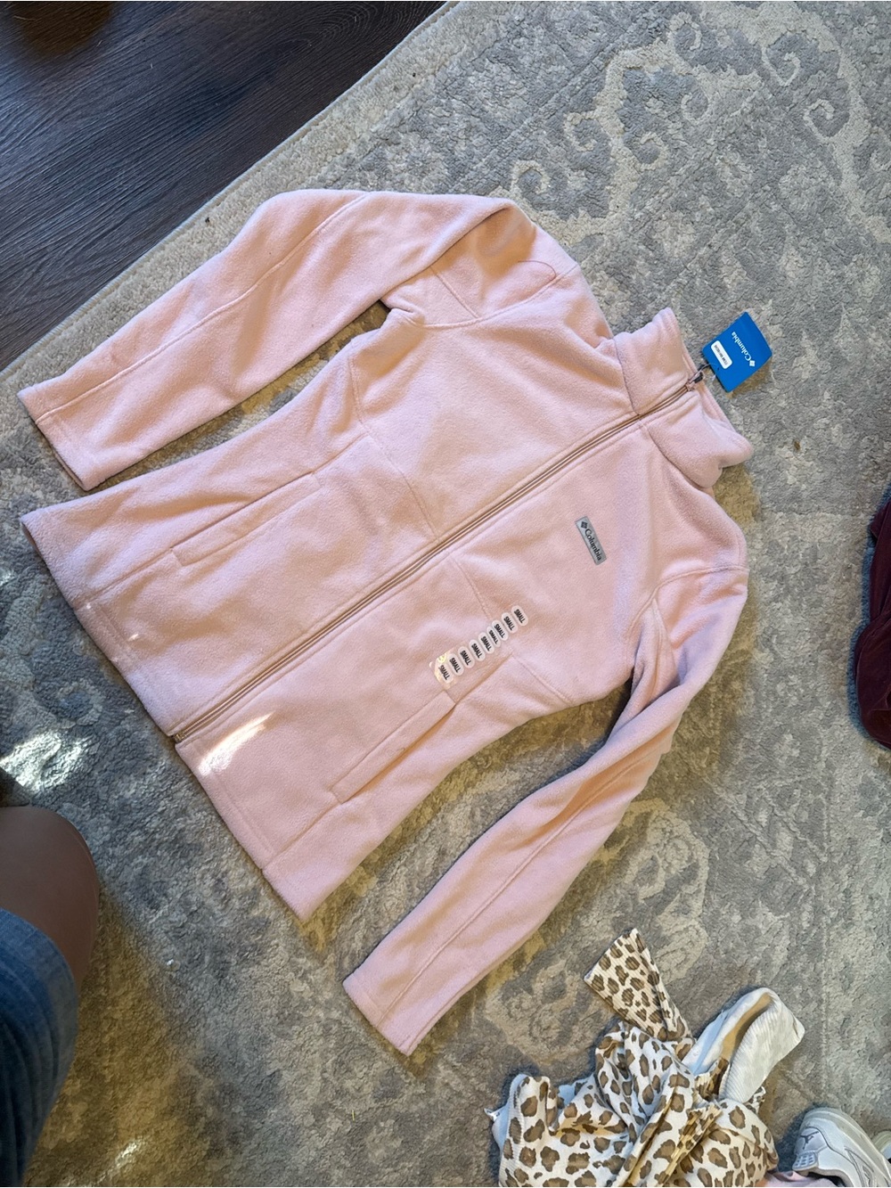 Women's pink fleece jacket with zipper